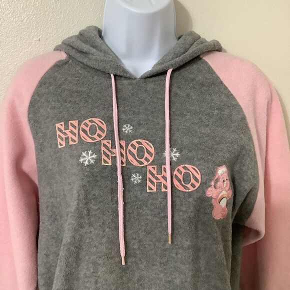 Care Bears Vintage Y2K Cozycore Kidcore Cheer Bear Christmas Grey Pink Hoodie S - Picture 2 of 12